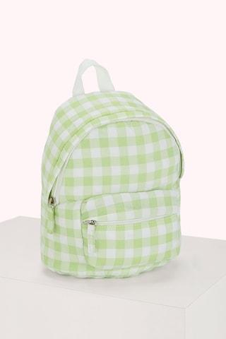 green check casual cotton women backpack