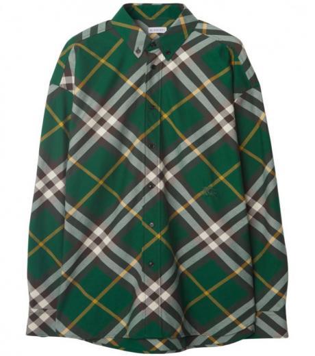 green check motif cotton shirt