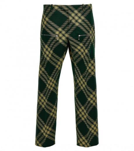 green check wool pants