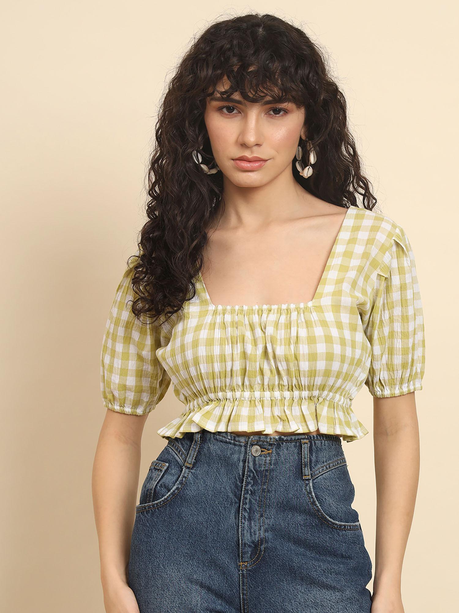 green checked crop top