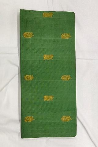 green checkered & striped handwoven saree
