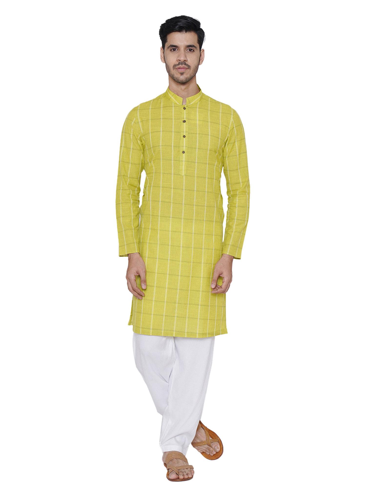 green checks kurta