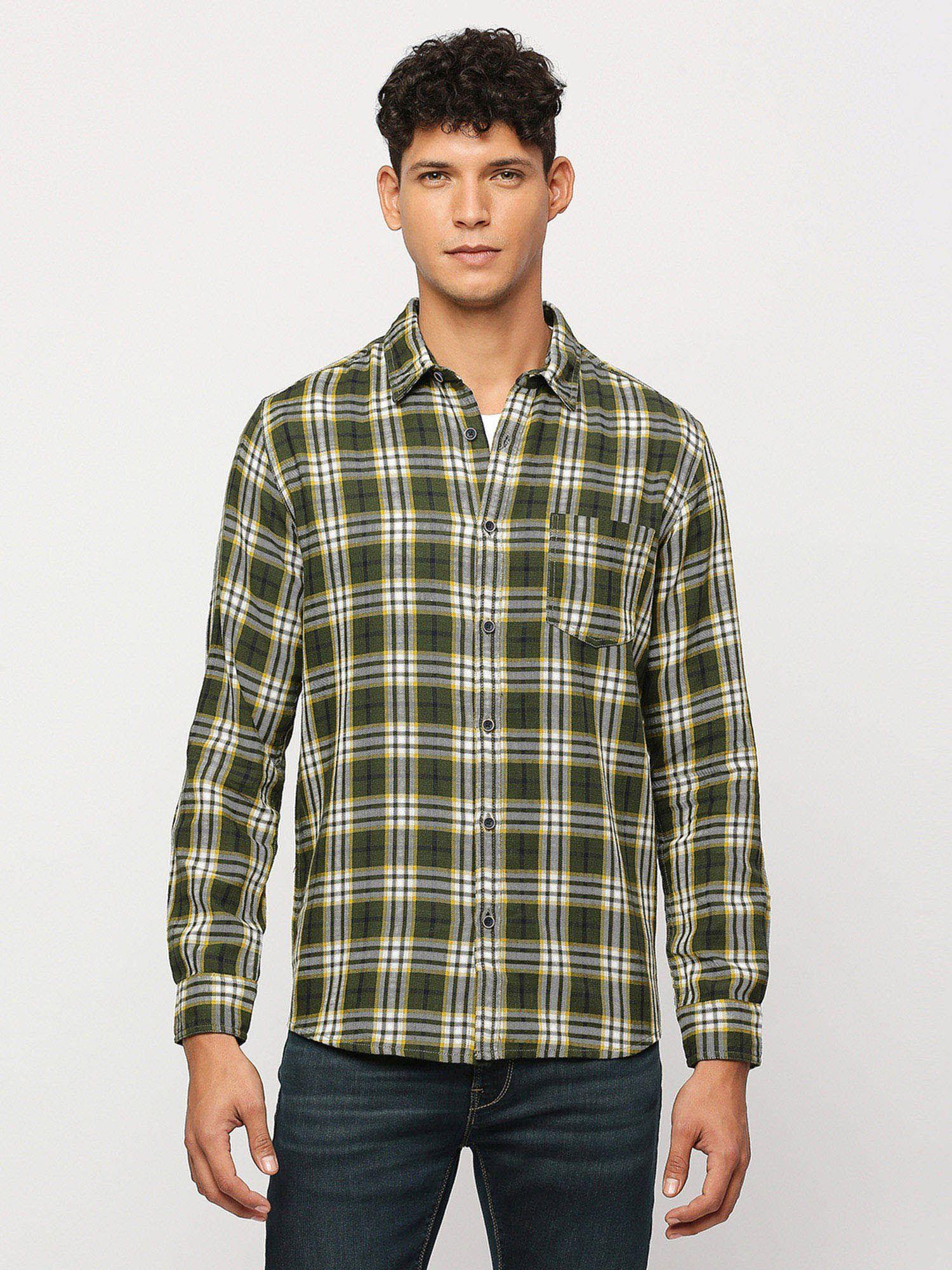 green checks long sleeve shirt