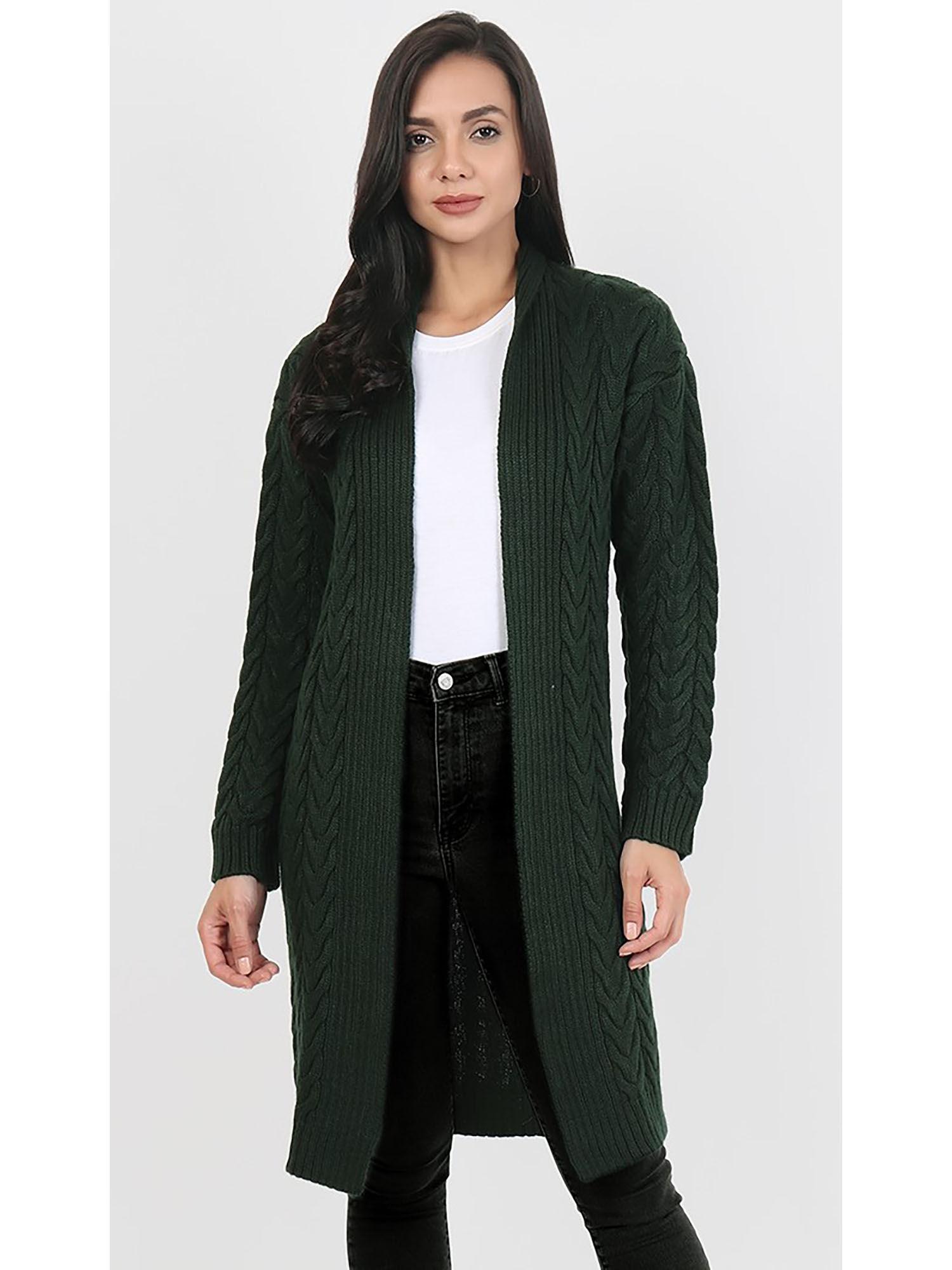 green chunky warm woollen shrug