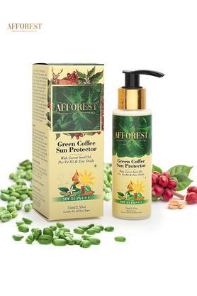 green coffee sun protector with zinc oxide, carrot seed oil & pro vit b3.    spf 35 pa +++