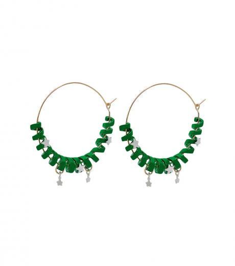 green coil hoop earrings