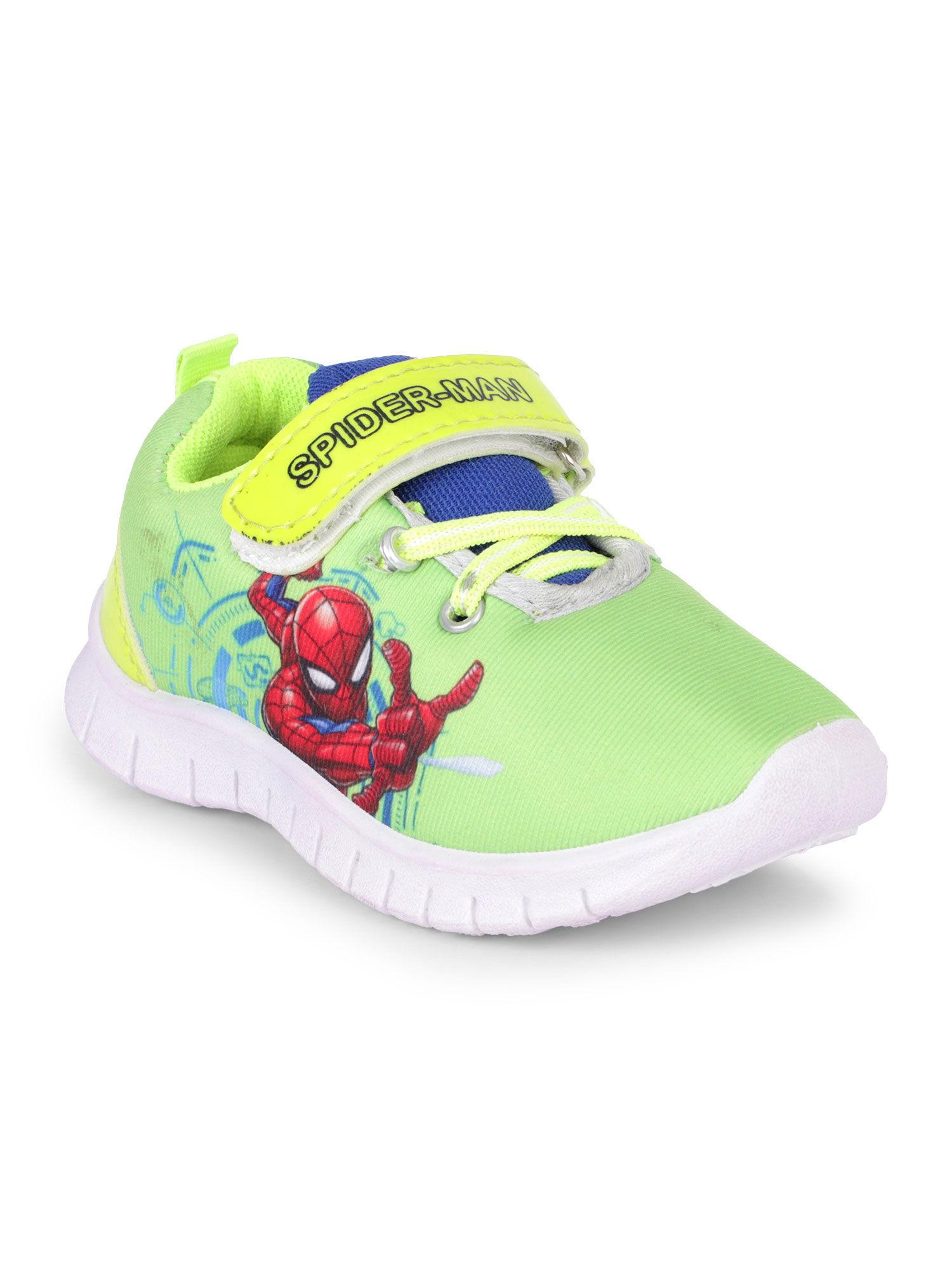 green color spiderman printed shoes for boys