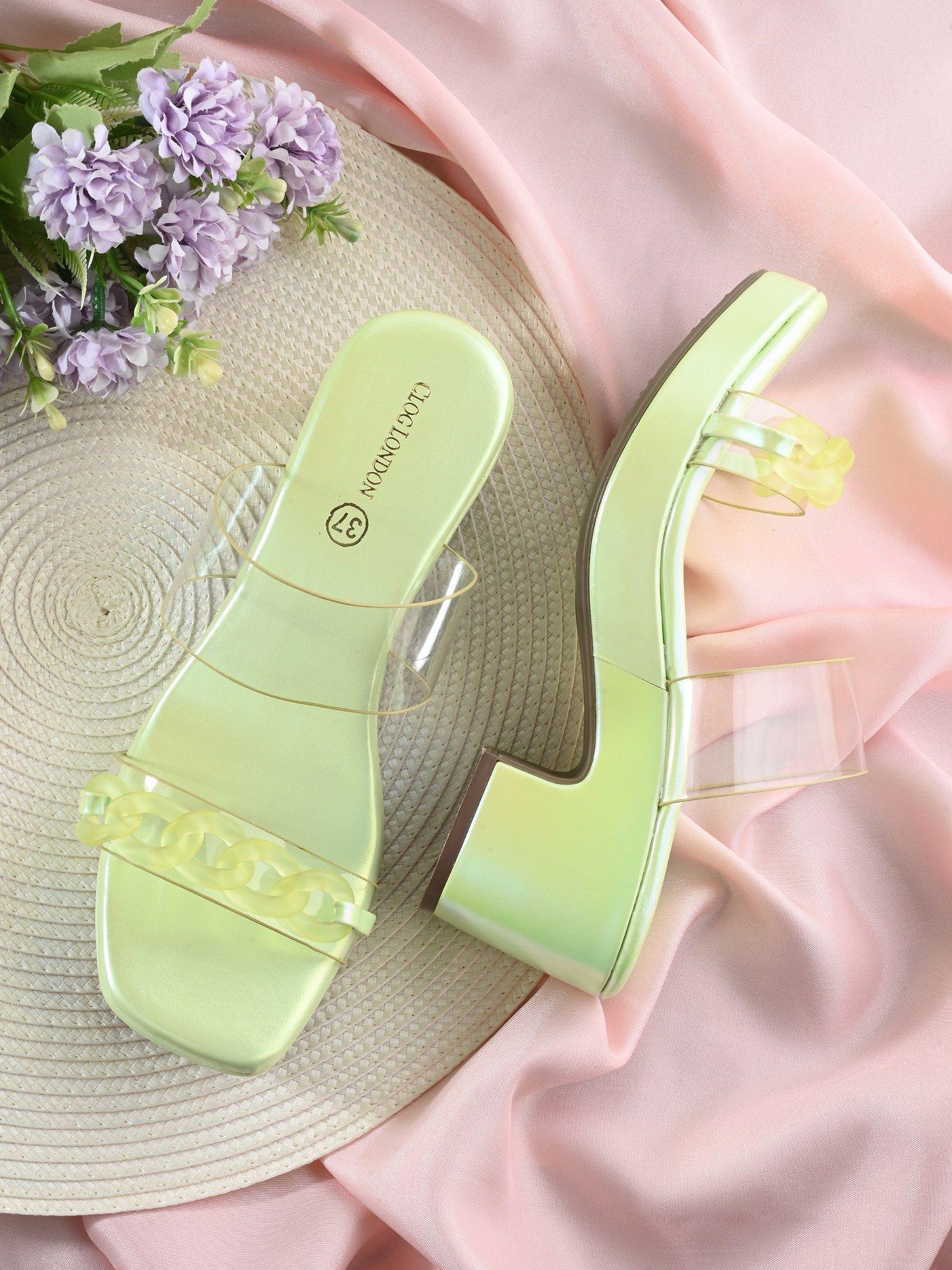 green comfortable heel sandals