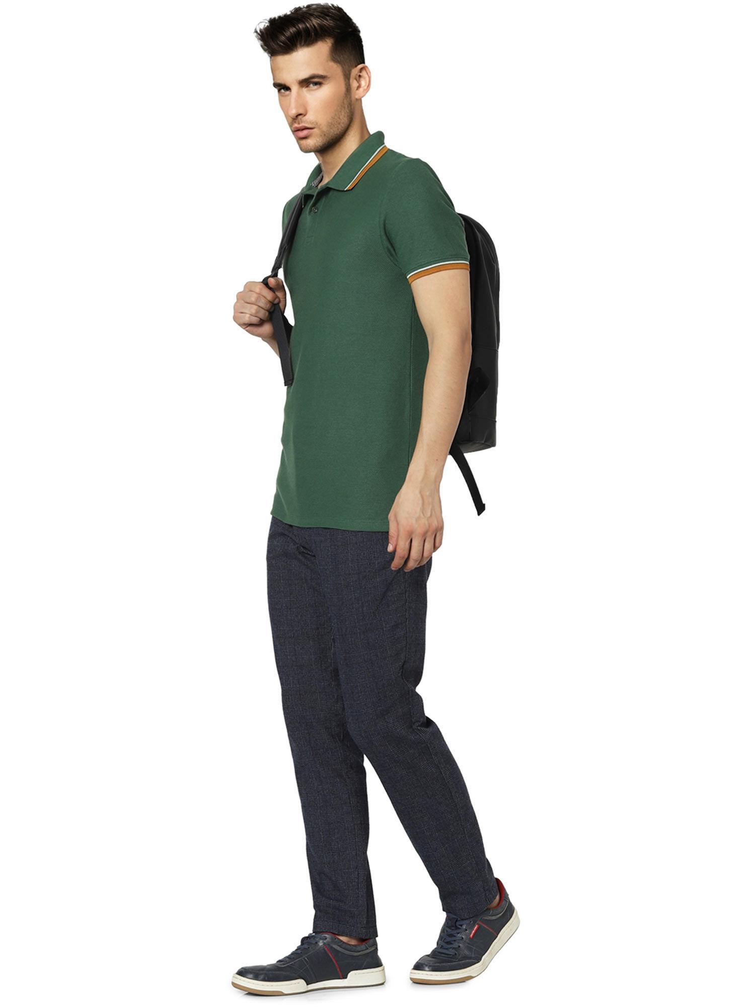 green contrast tipping polo neck t-shirt