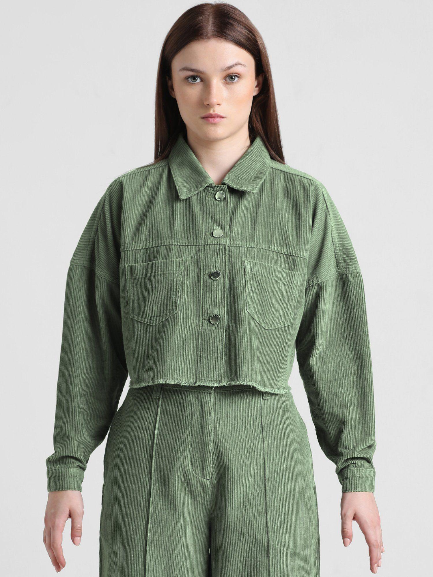 green corduroy cropped jacket