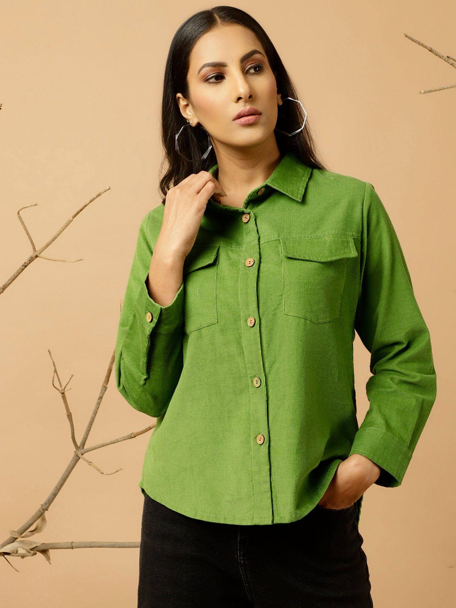 green corduroy shirt