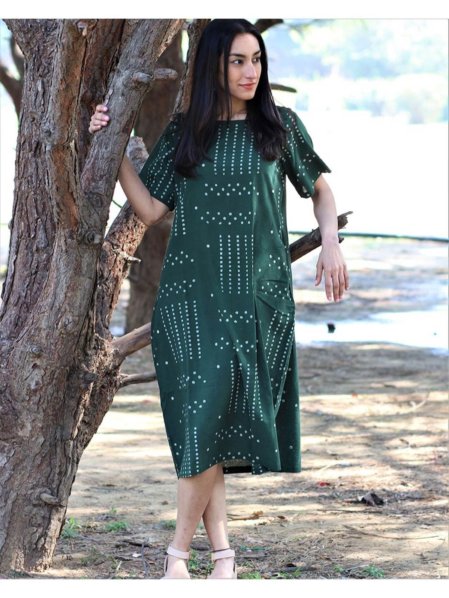 green cotton dress