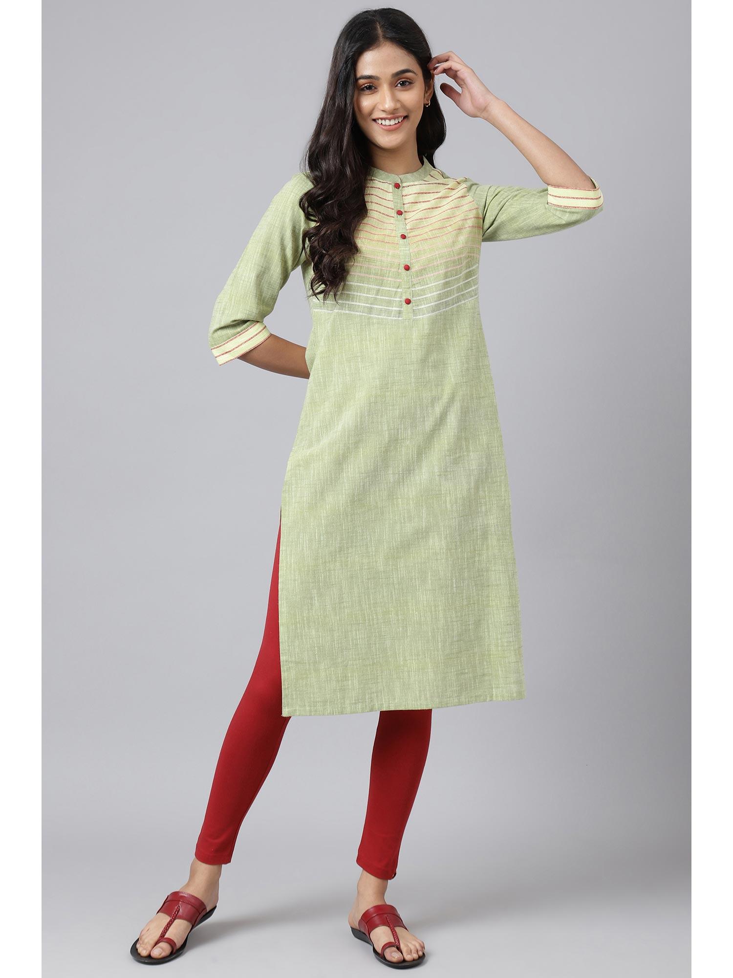 green cotton ethnic kurta