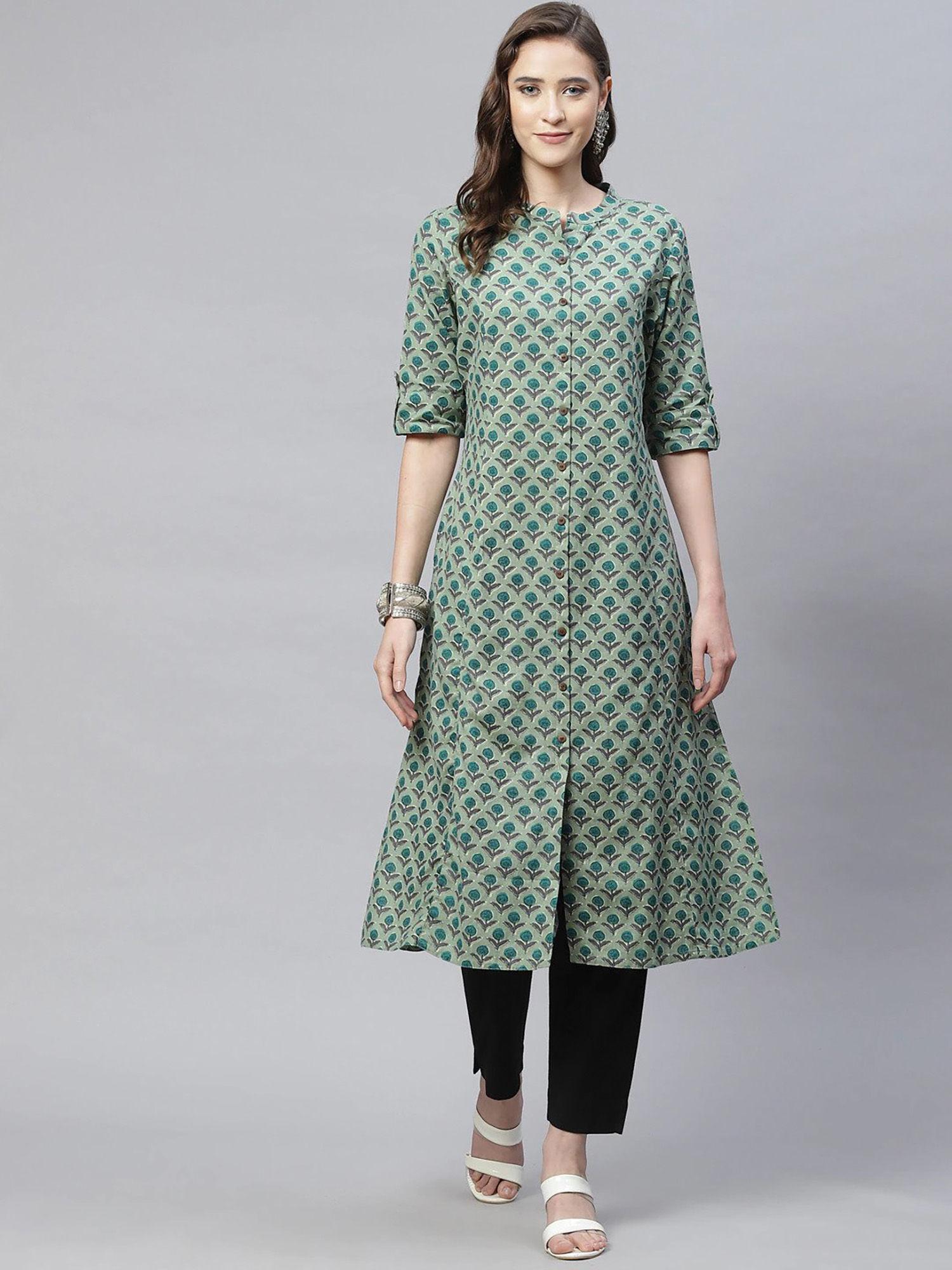 green cotton flex kurta