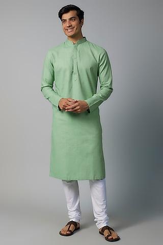 green cotton kurta set