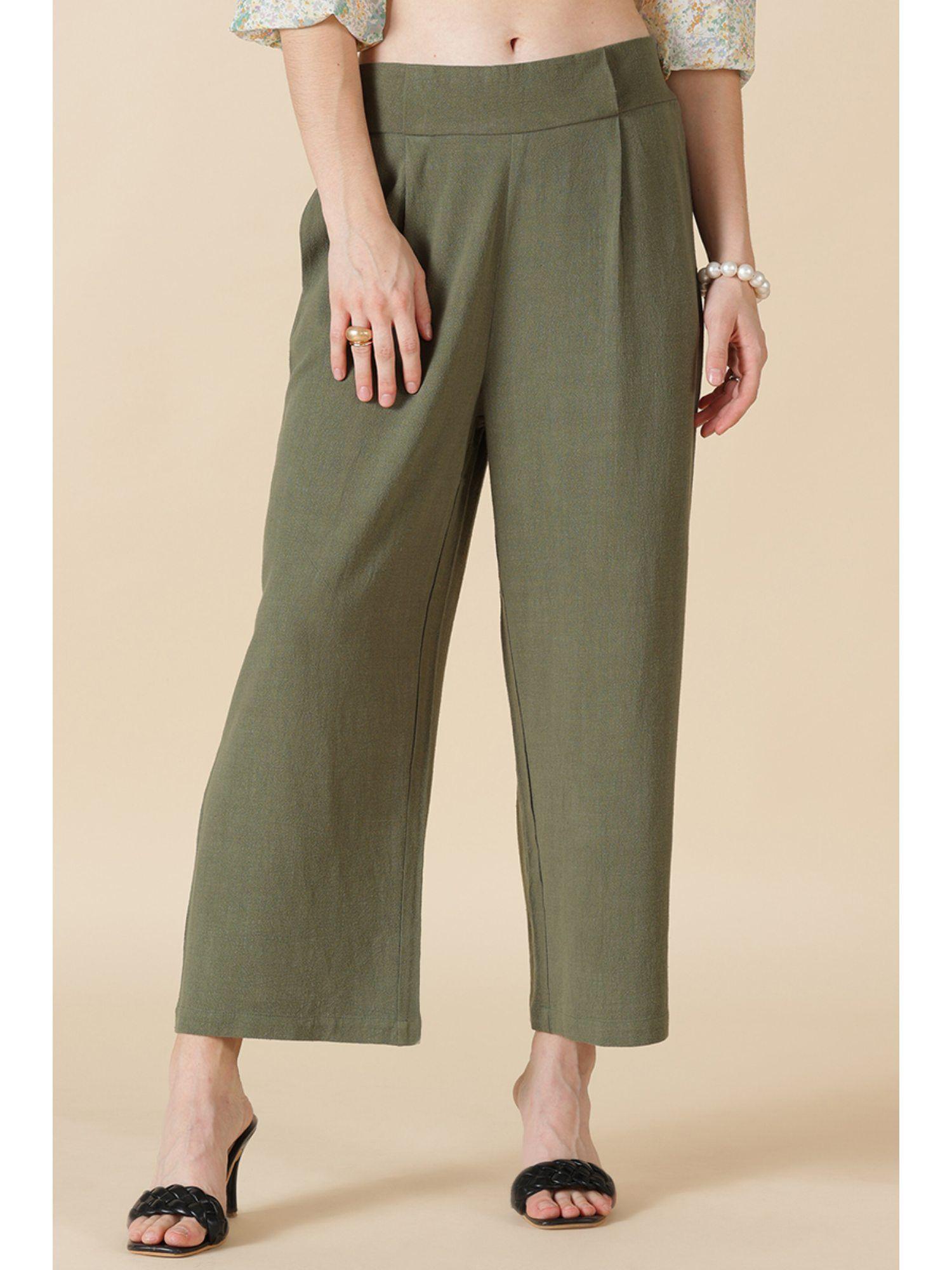 green cotton ladies pant