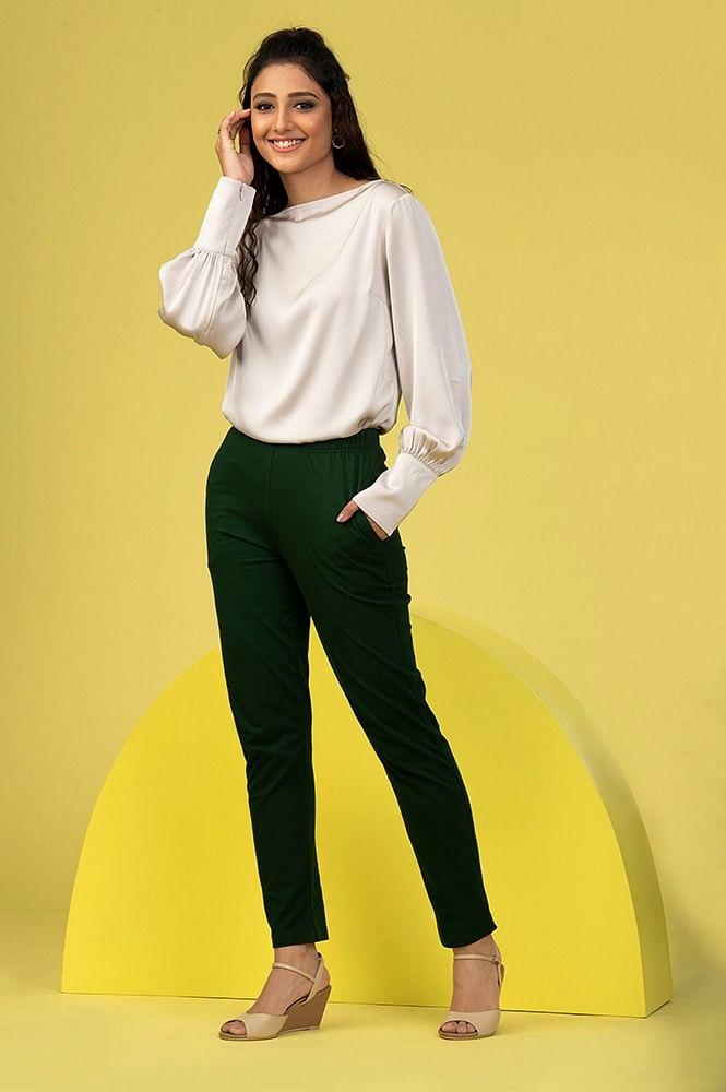 green cotton lycra jersy pants