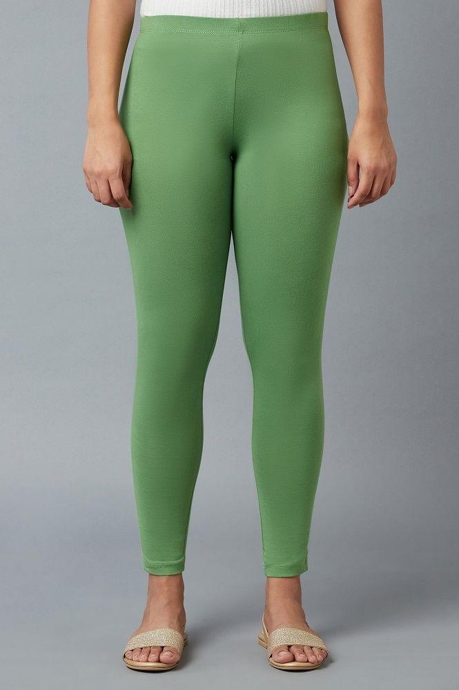 green cotton lycra tights for women