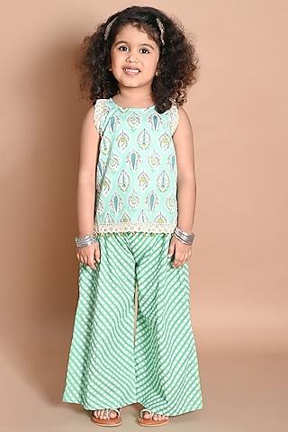 green cotton pant set for girls