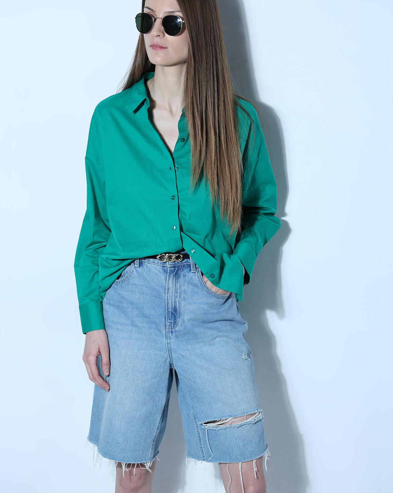 green cotton shirt