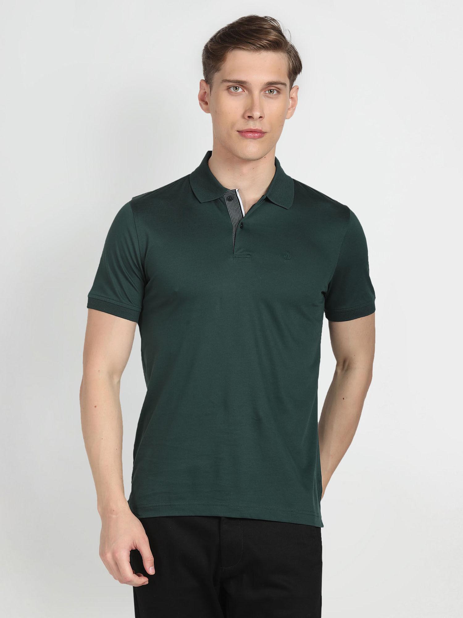 green cotton solid polo t-shirt