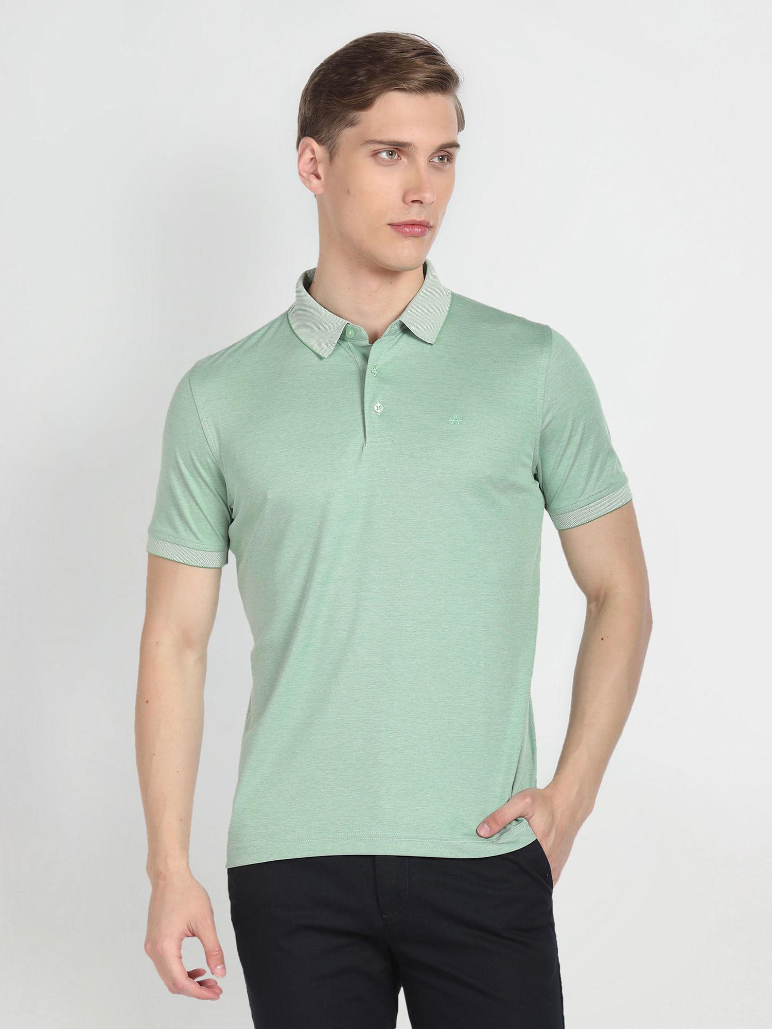 green cotton solid polo t-shirt