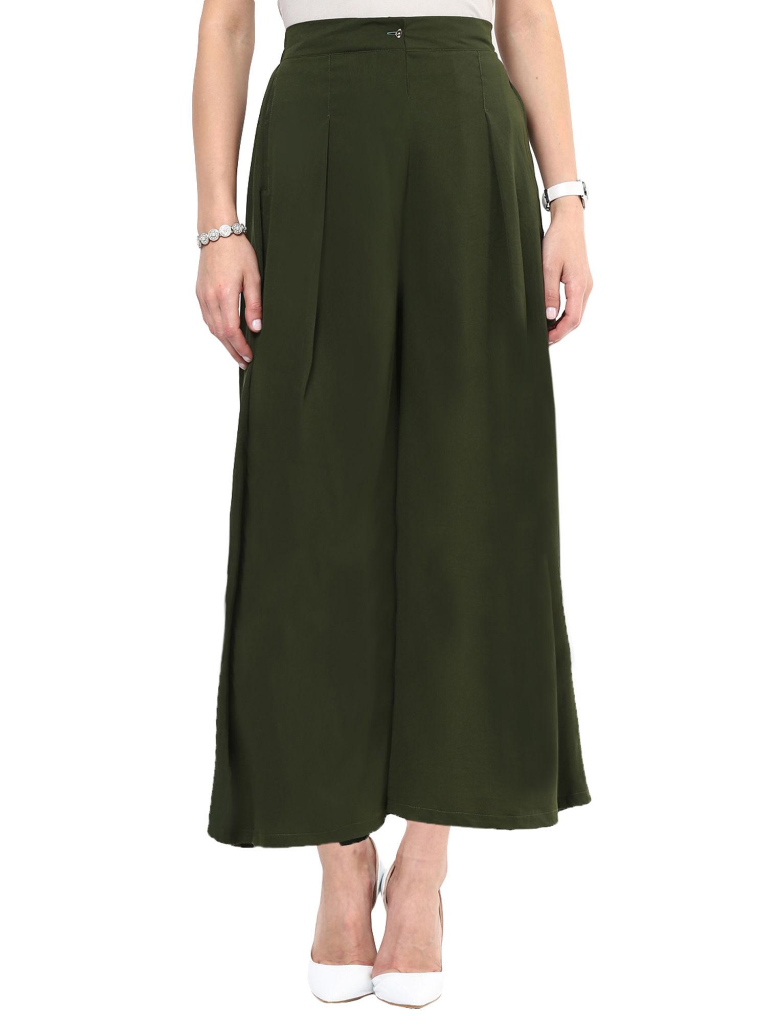 green crepe solid palazzo