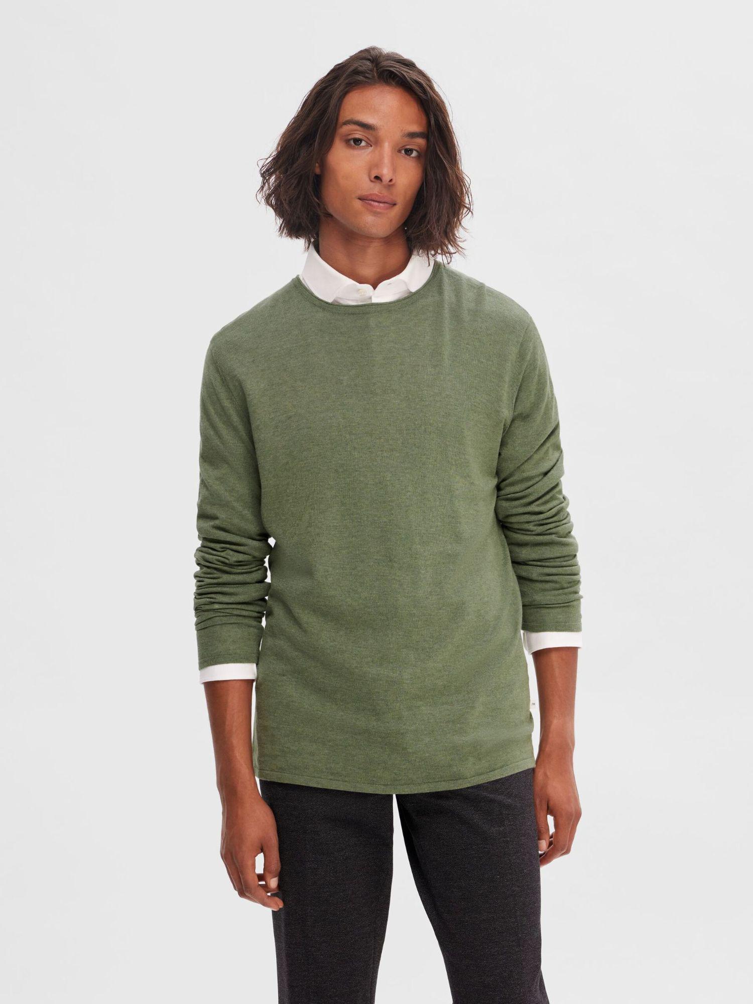 green crew neck pullover