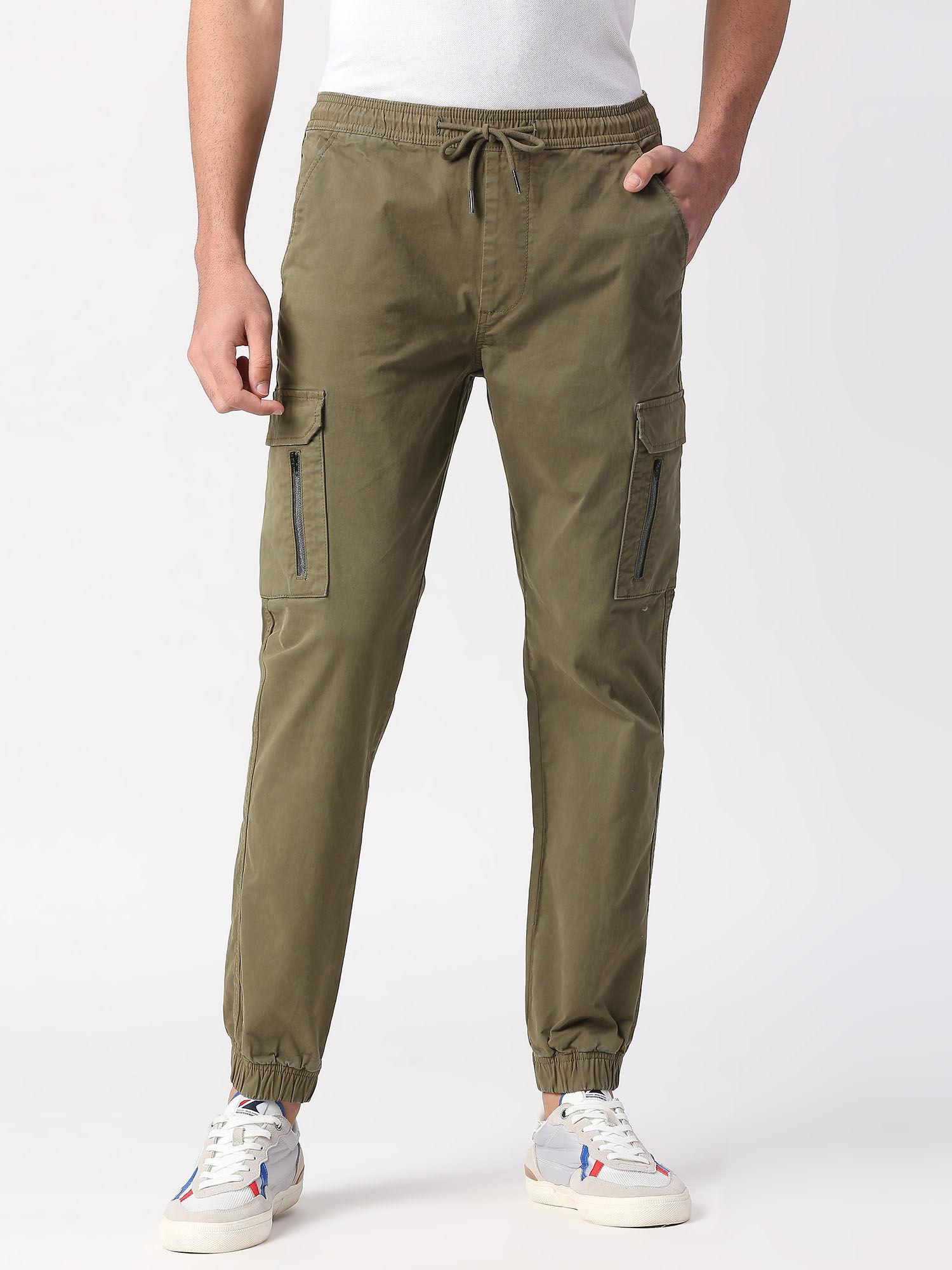 green crew overdyed stretch cargo joggers
