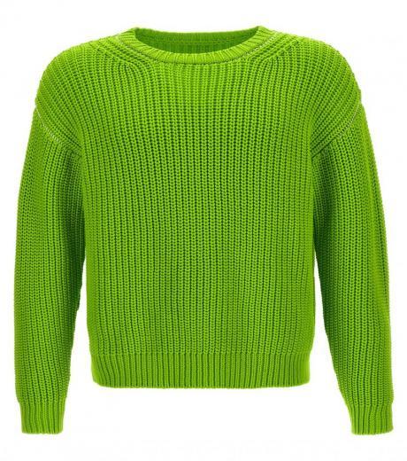green crewneck sweater