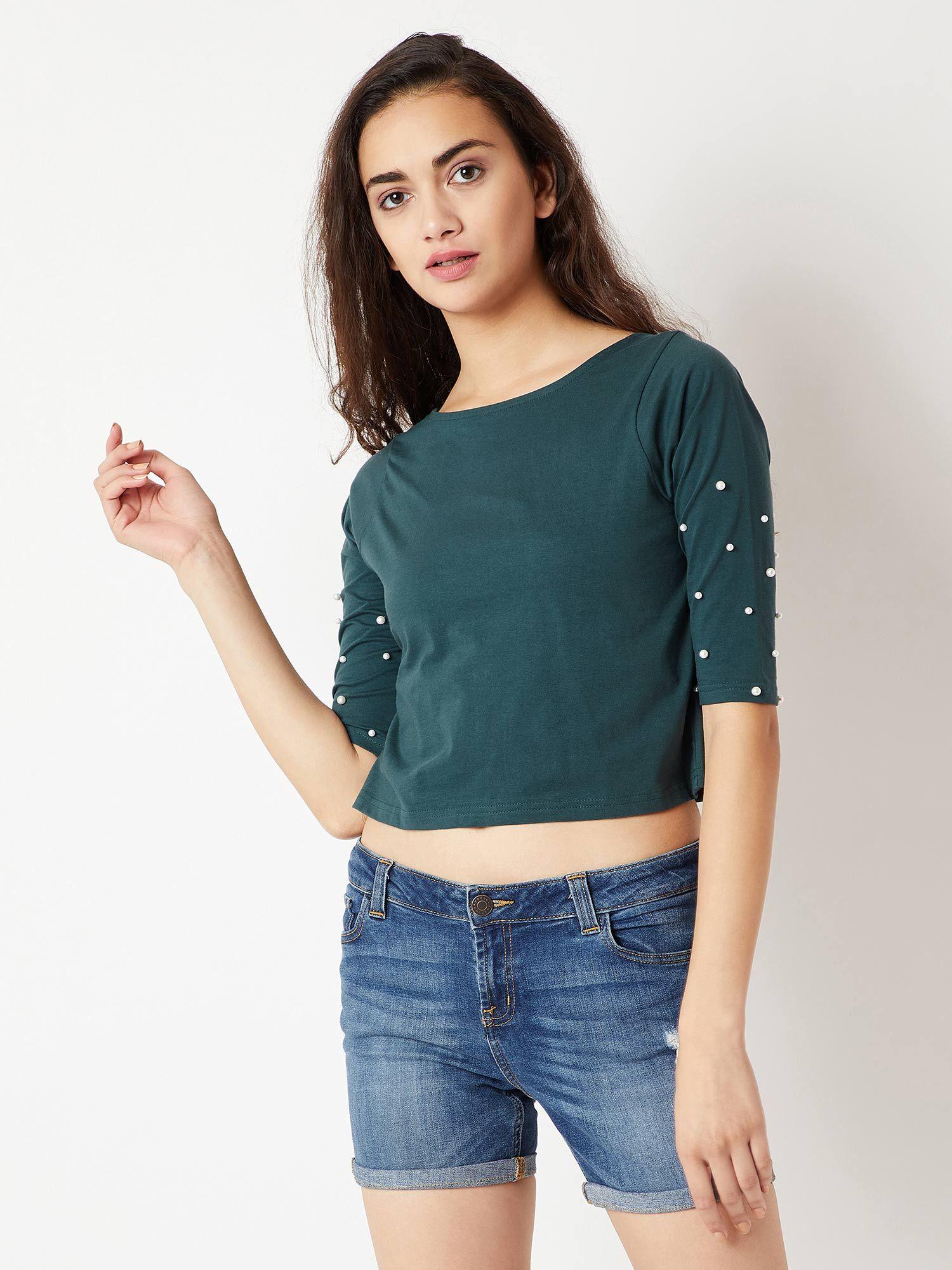 green crop top