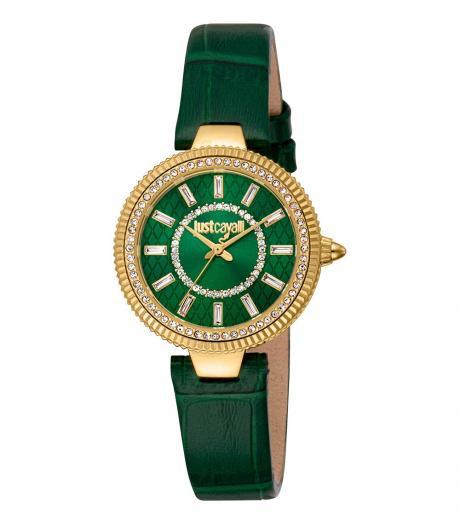 green crystal dial watch