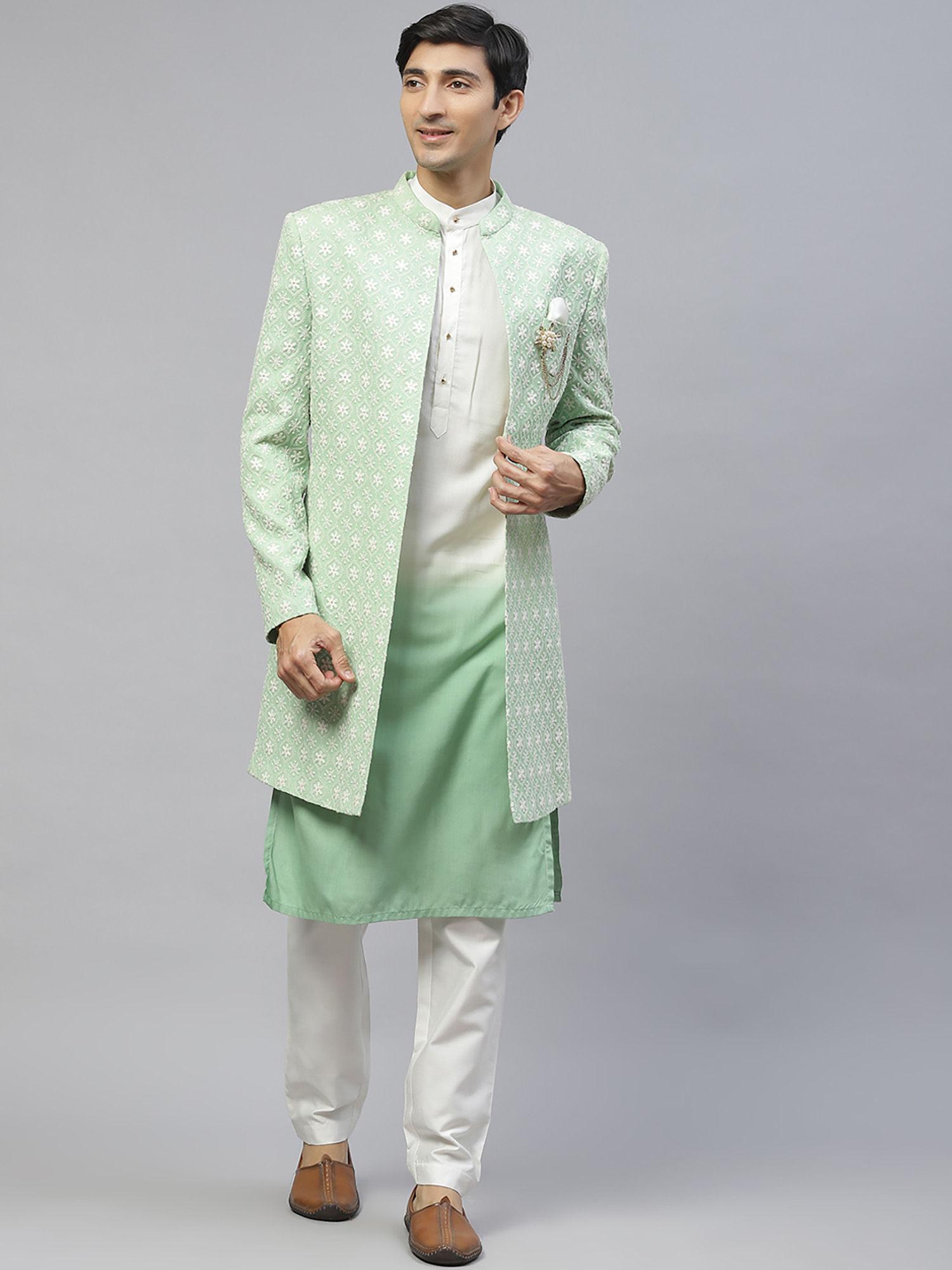 green designer sherwani (set of 3)