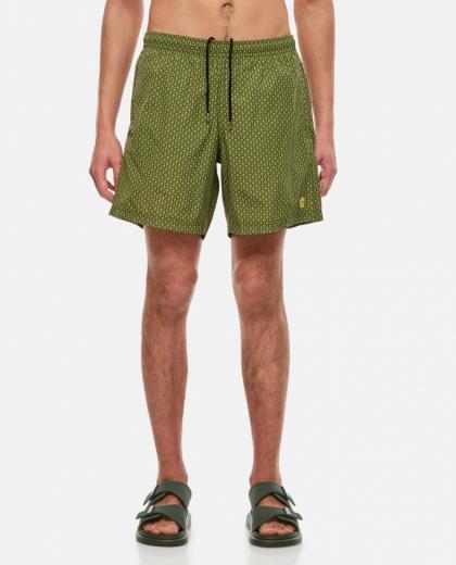 green dots skull swim shorts