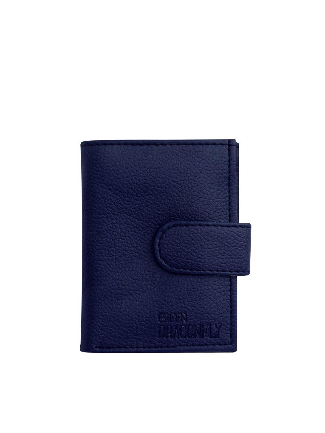 green dragonfly navy blue textured pu card holder