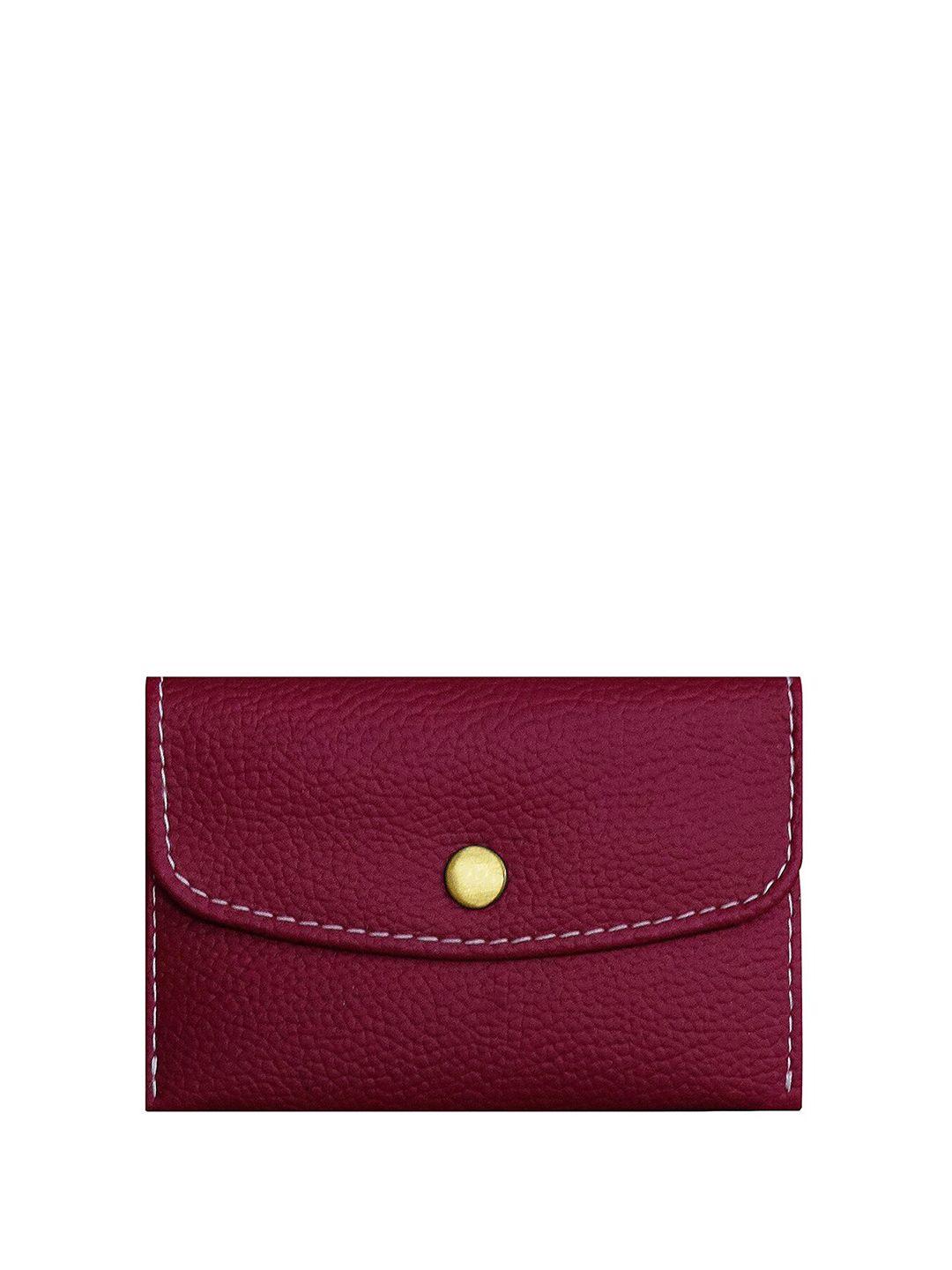 green dragonfly unisex maroon & gold-toned pu card holder