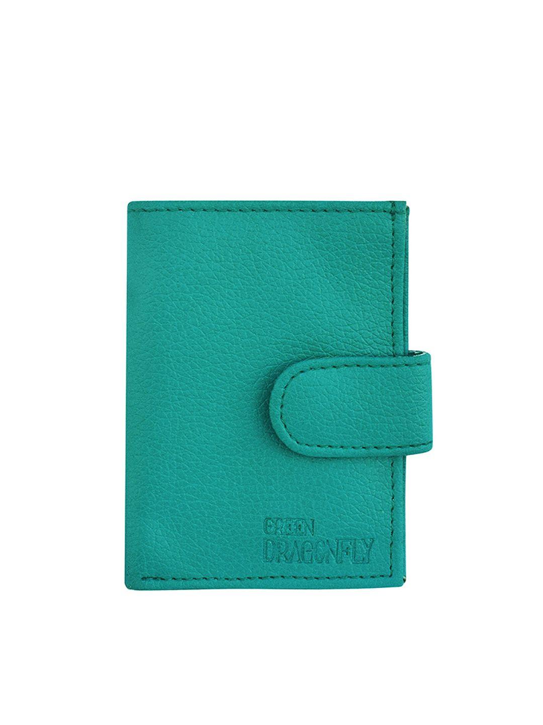 green dragonfly unisex teal pu card holder
