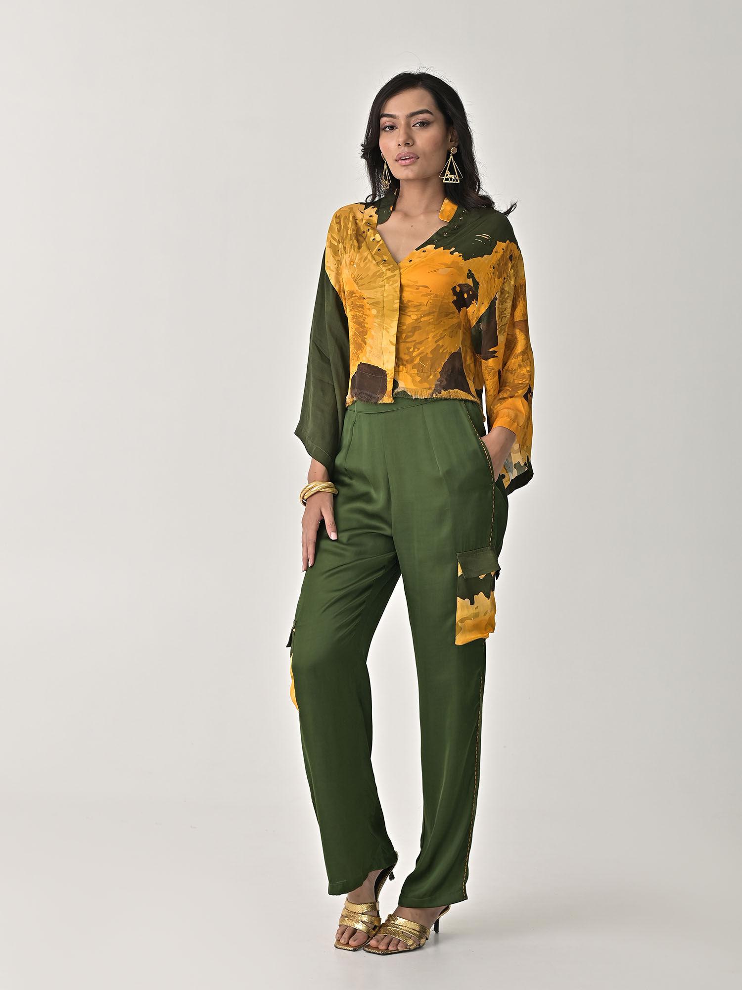 green eliza straight pants