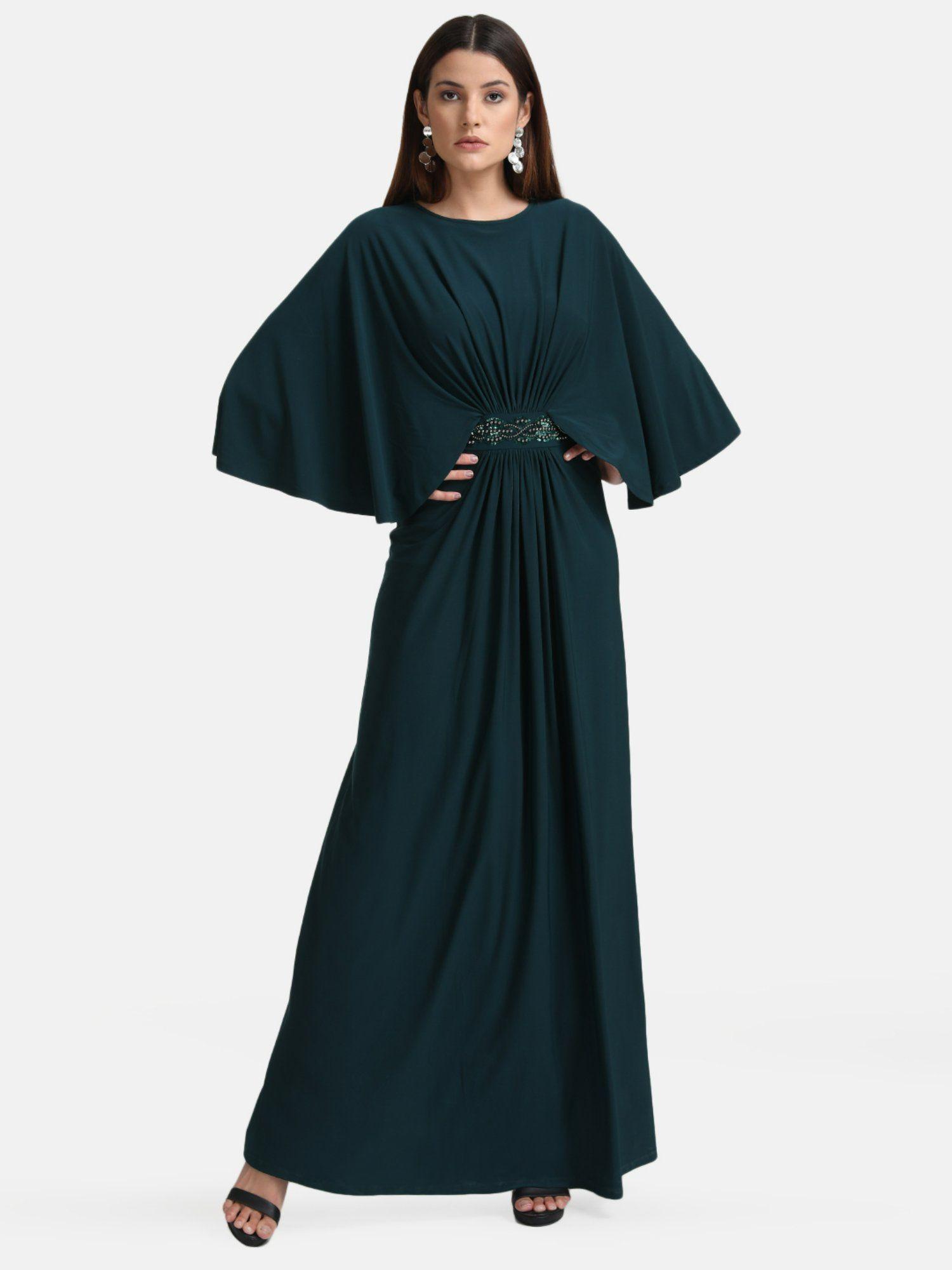 green embellished maxi dress with overlay