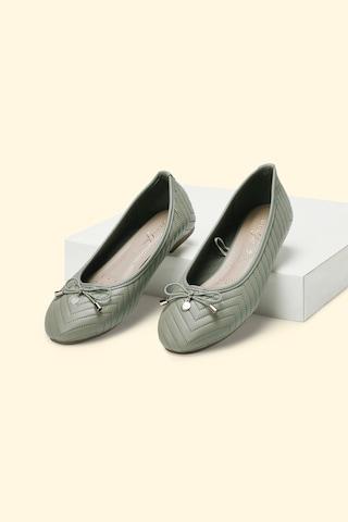 green embossed casual women ballerinas