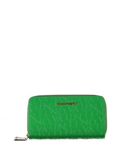 green embossed signature wallet