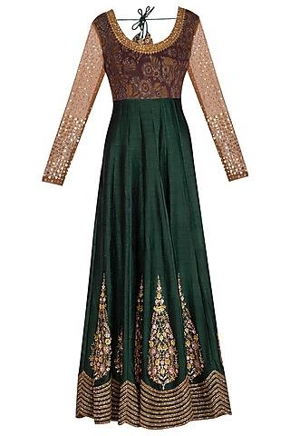 green embroidered anarkali with dupatta