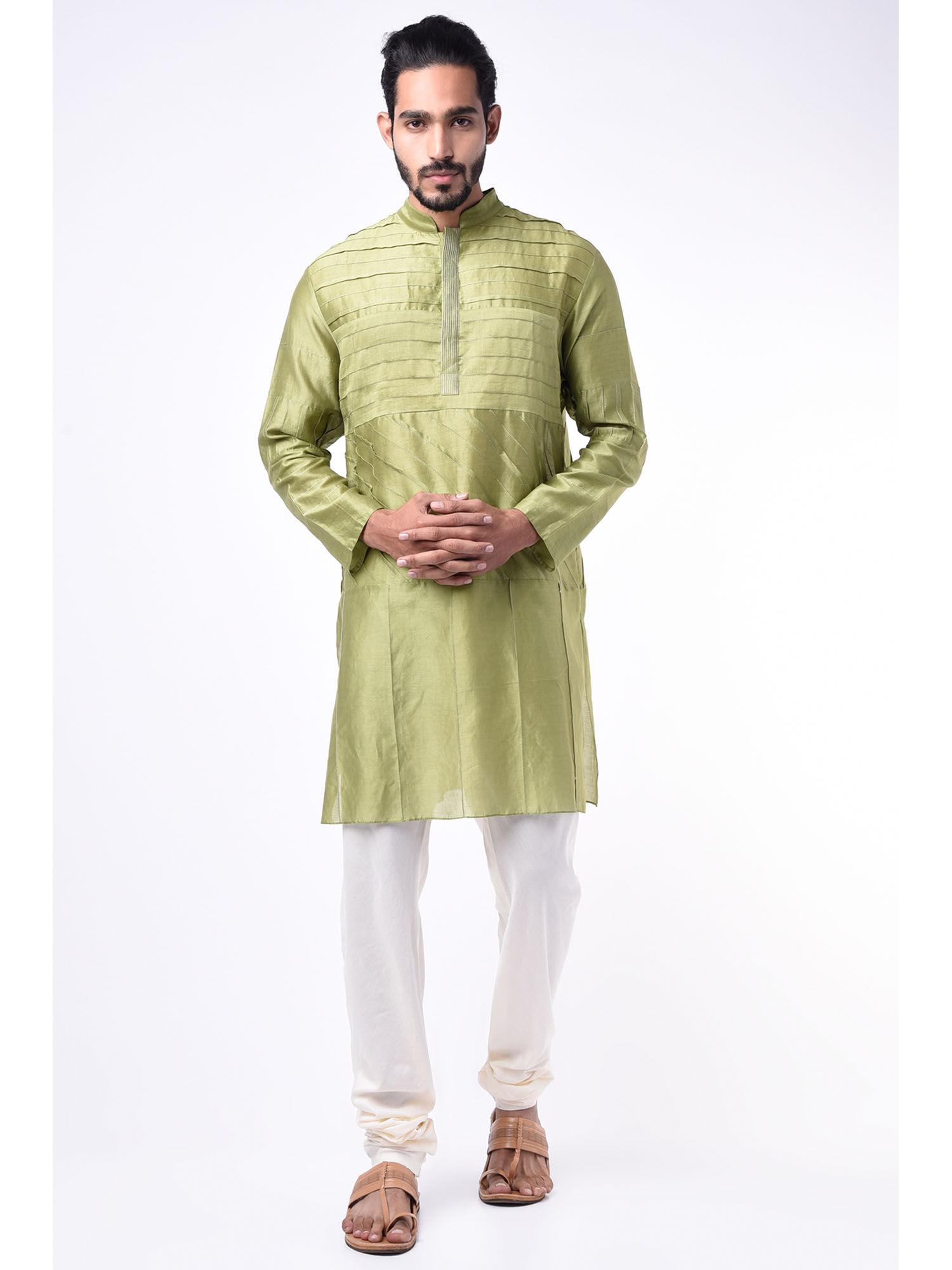 green embroidered kurta