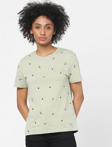 green embroidered t-shirt