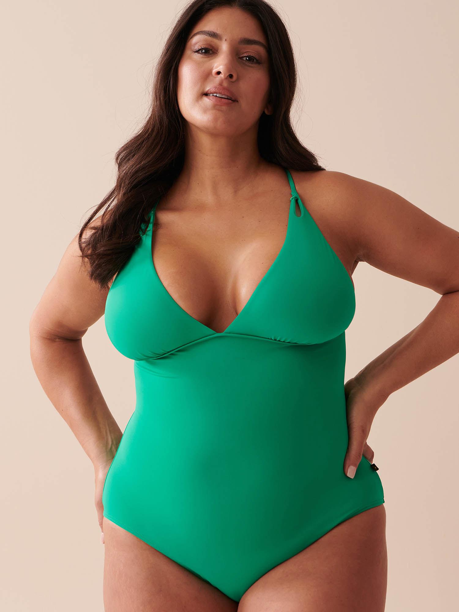 green emerald plunge swimsuit