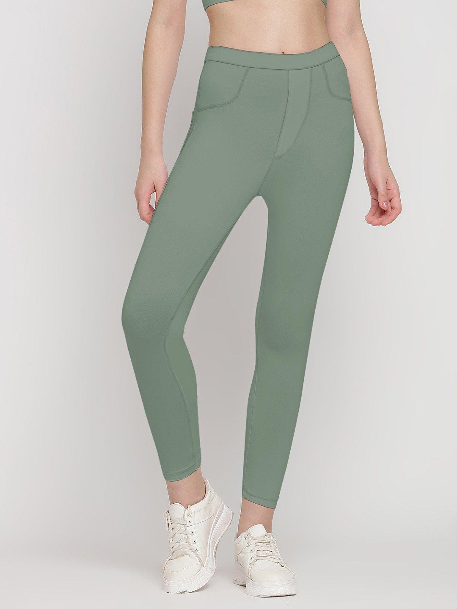 green flex fit back pocket tights