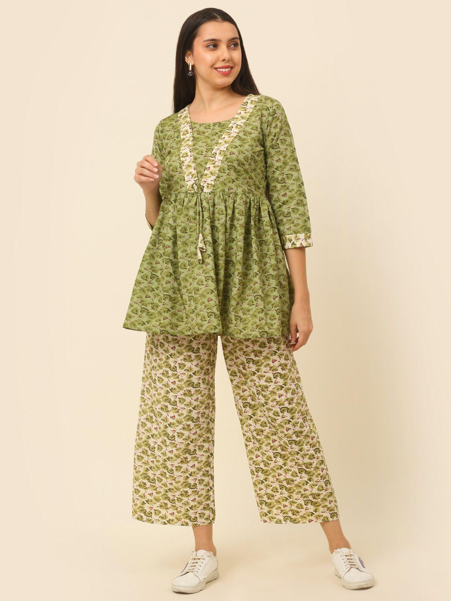 green floral co-ord (set of 2)