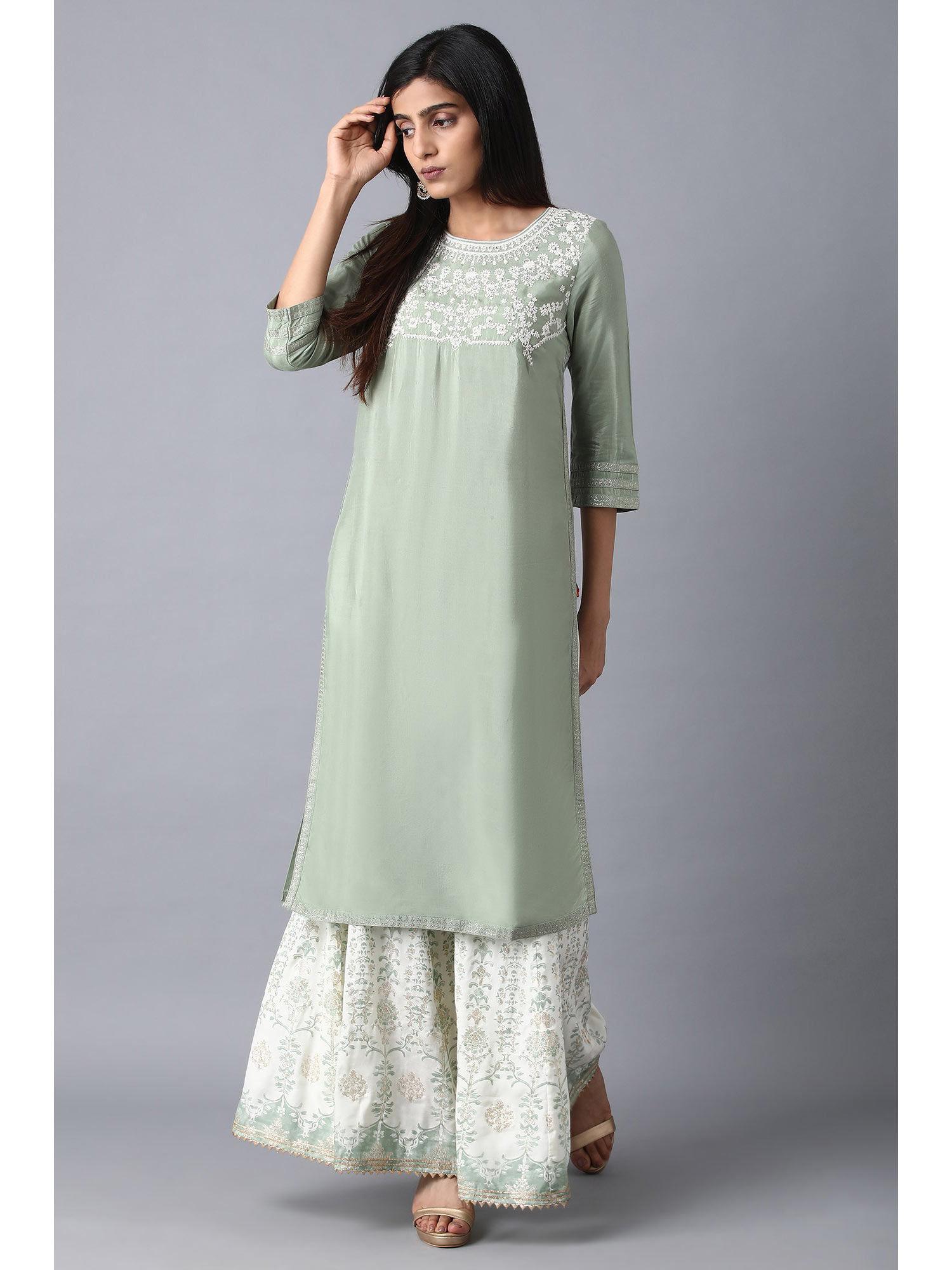 green floral kurta