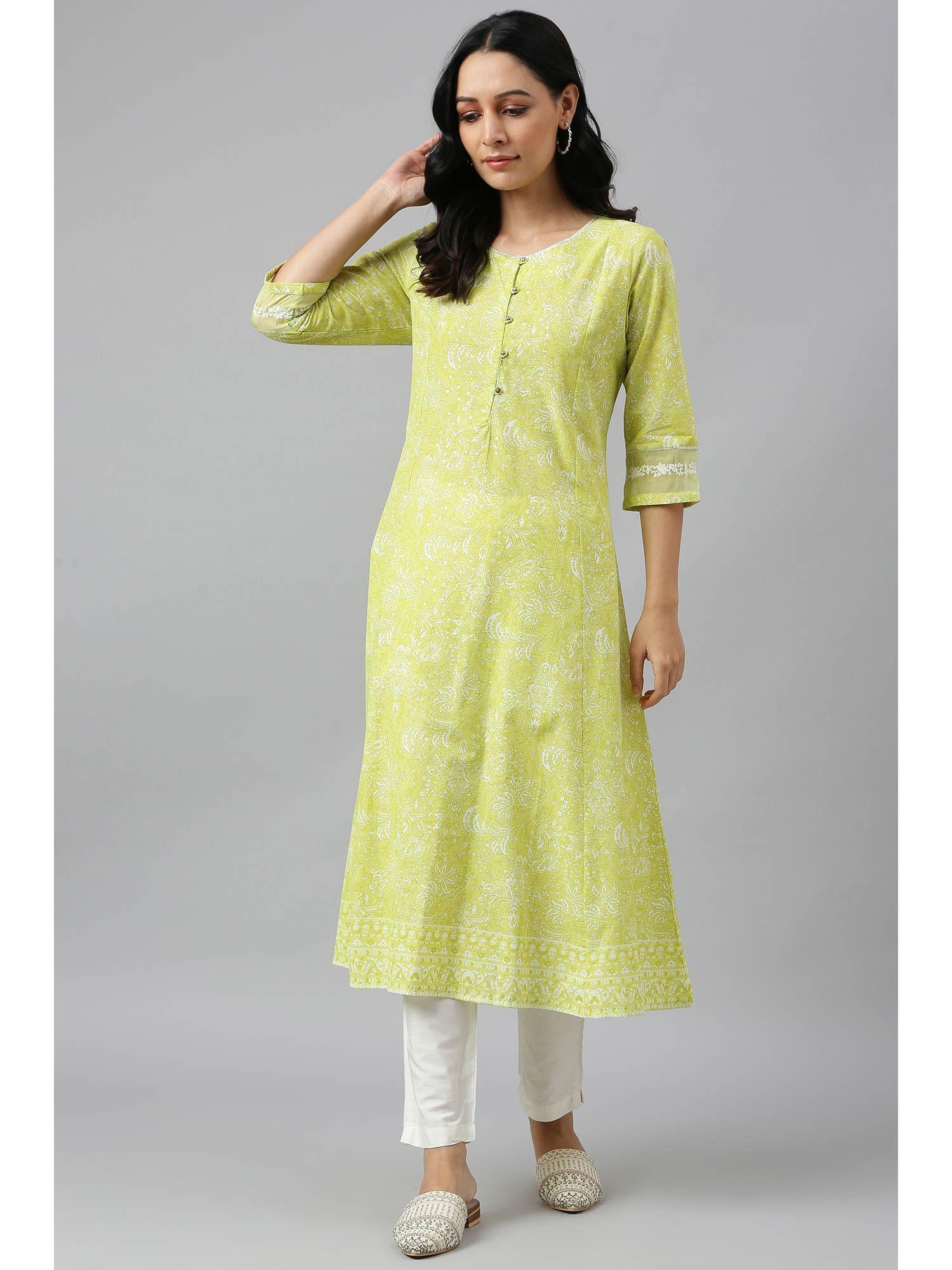 green floral kurta