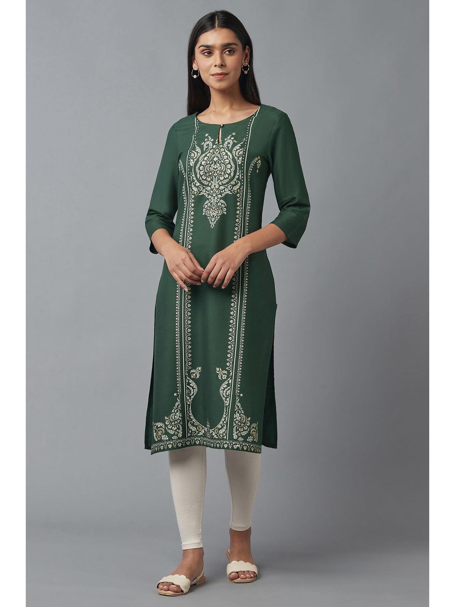 green floral kurta